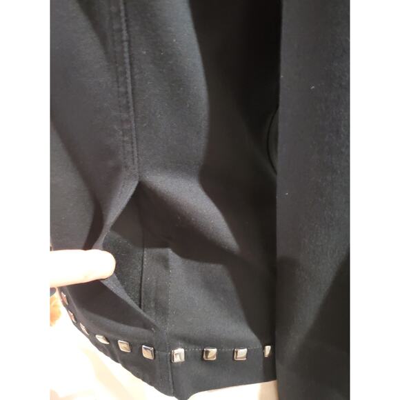 Vtg St John Sport Marie Gray Studded Zip Jacket Size P Black Stretch Pockets - Picture 6 of 14